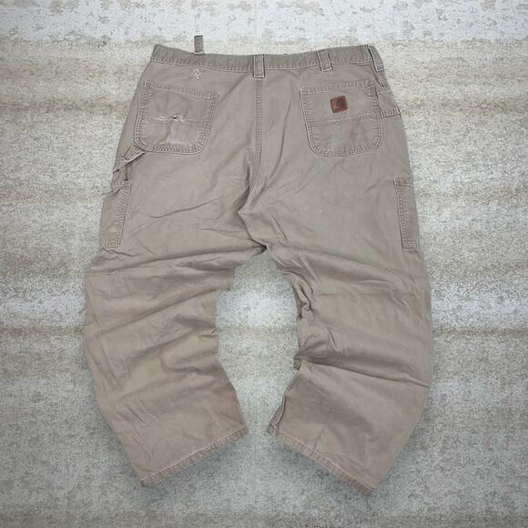 Vintage Carhartt Carpenter Pants Light Tan Canvas Baggy Dungarees Painters 90s